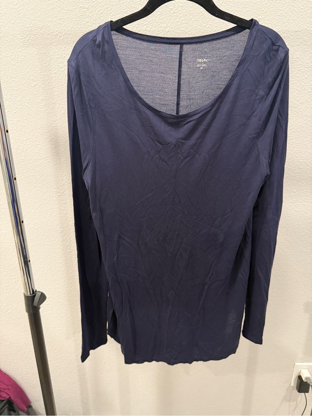 Mossimo Supply Co. Navy Long Sleeve Scoop Neck Top